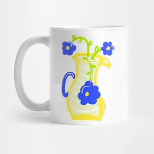 BLUE FLOWERS IN YELLOW JAR Mug